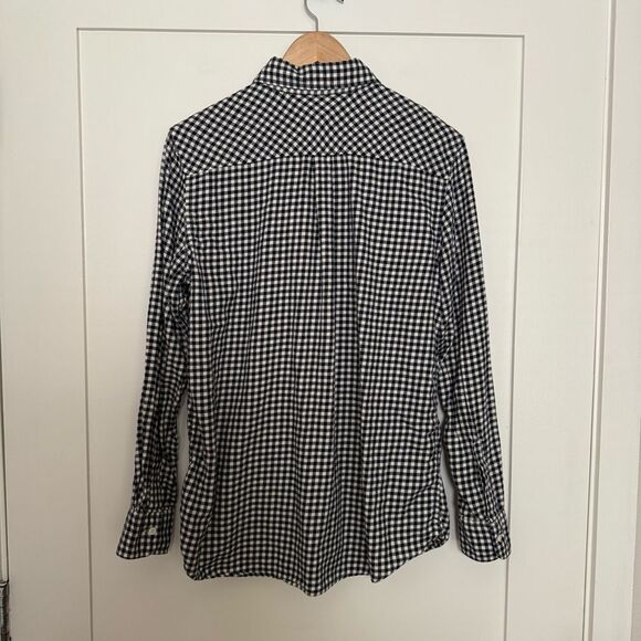 Uniqlo Flannel Shirt Womens Sz L White Black Checkered Button Up Long Sleeve - Picture 5 of 11